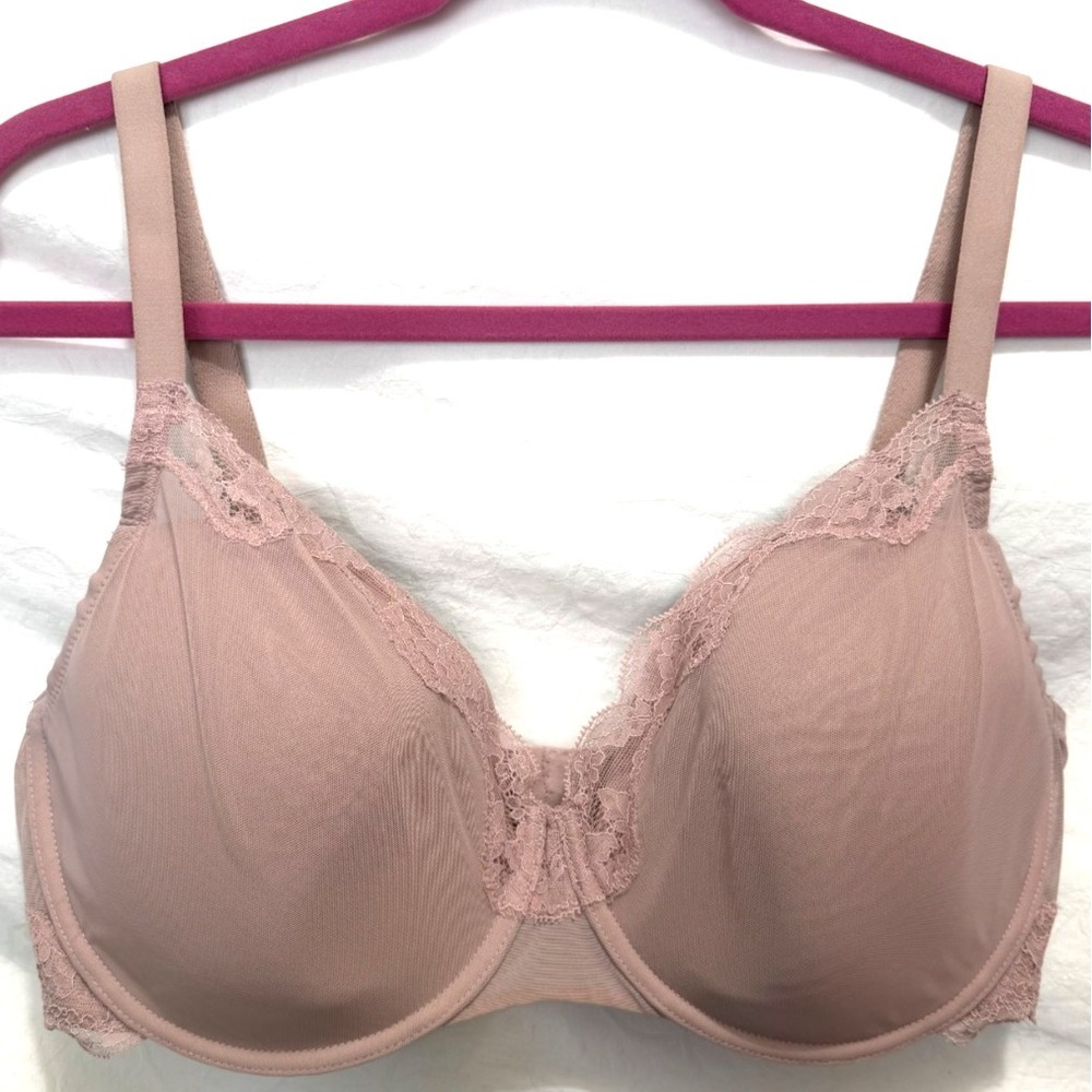 Natori Dark Beige Lightly Padded Lined Lace Bra Size 38DDD